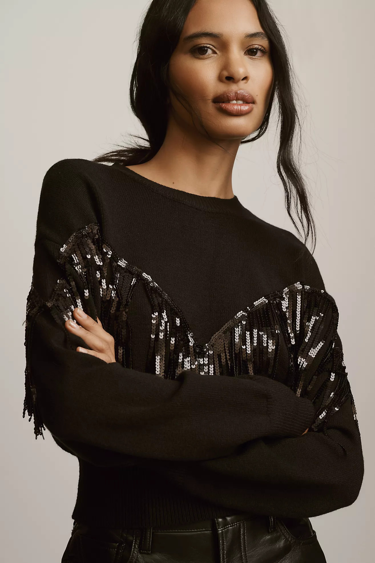By Anthropologie Sequin Fringe Pullover Sweater | Anthropologie (US)