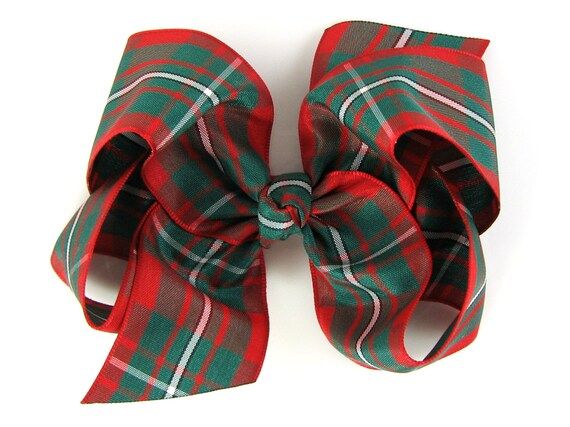 Red and Green Plaid Hair Bow 4 Inch Girls Hair Bow Baby Hair - Etsy | Etsy (US)