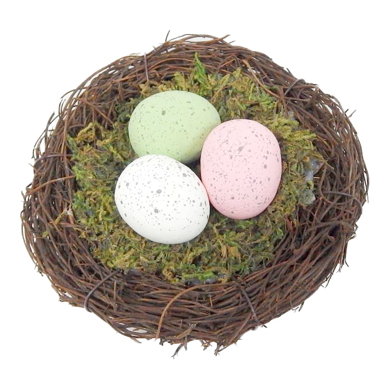 Homespun Easter Green, Pink & White Egg Nest Decor, 5" | At Home