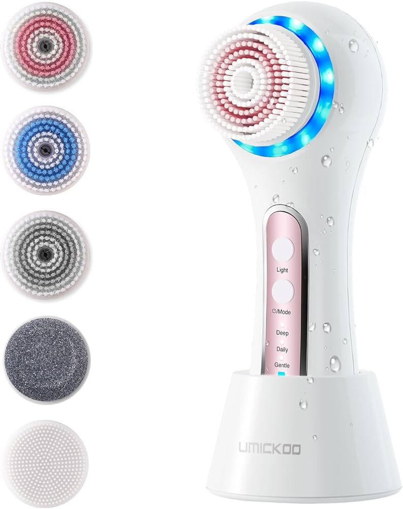 Face Scrubber Exfoliator,Facial Cleansing Brushes Rechargeable IPX7 Waterproof with 5 Brush Heads... | Amazon (US)