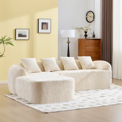 Comfortable Modern Beige Sofas, Chenille L-shaped For Living Room | Wayfair North America