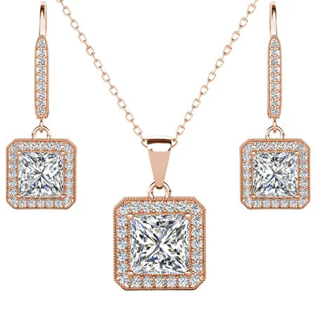 Cate & Chloe Ivy 18k Rose Gold Plated Jewelry Set with Simulated Diamond Crystals Gift for Women | Walmart (US)