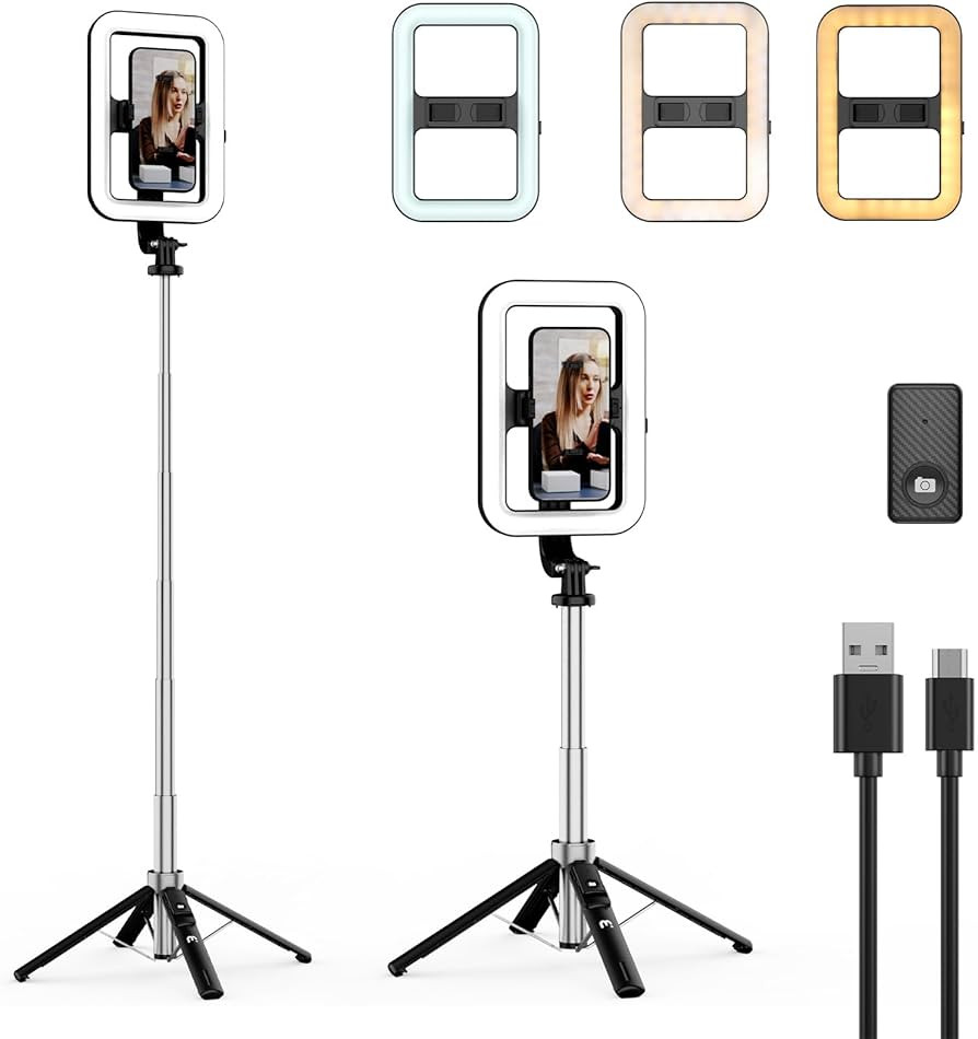 MYBAT PRO LED Selfie Light with Stand,8" LED Selfie Rectangular Light for Makeup/Live Stream,Dimm... | Amazon (US)