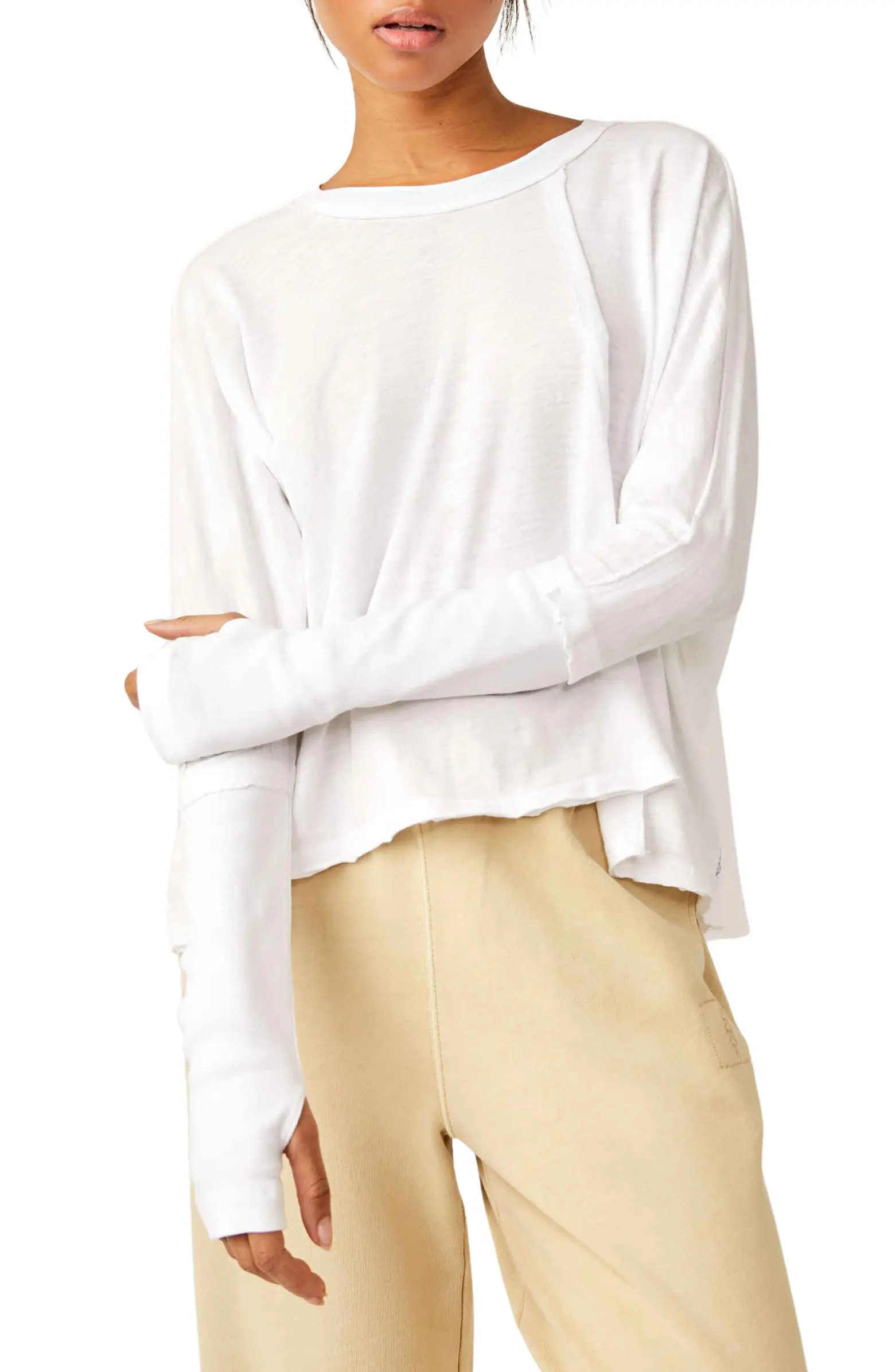 FP Movement Ten Laps Asymmetric Long Sleeve Cotton Top | Nordstrom | Nordstrom