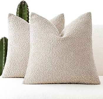 Foindtower Pack of 2 Textured Boucle Throw Pillow Covers Accent Solid Pillow Cases Cozy Soft Deco... | Amazon (US)