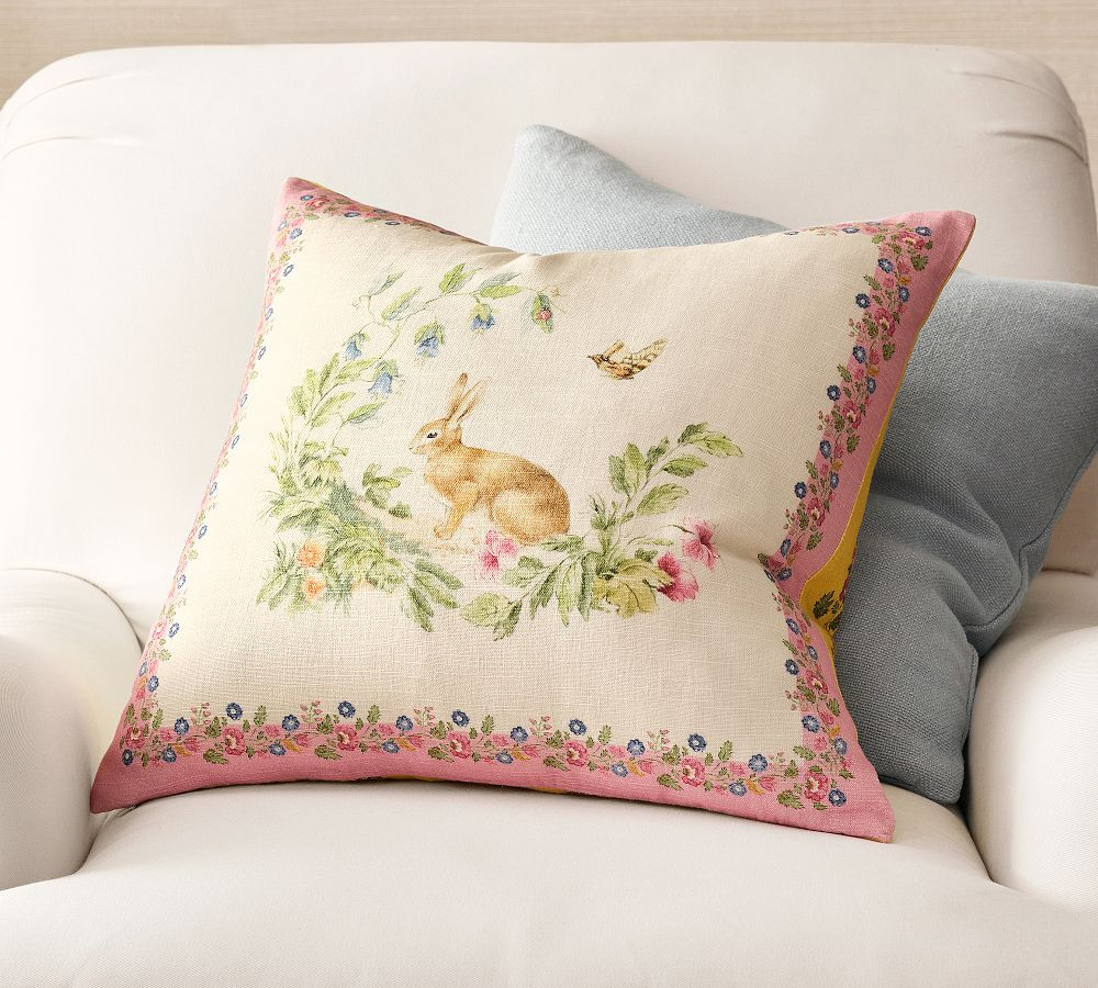 Spring Garden Bunny Printed Pillow | Pottery Barn (US)