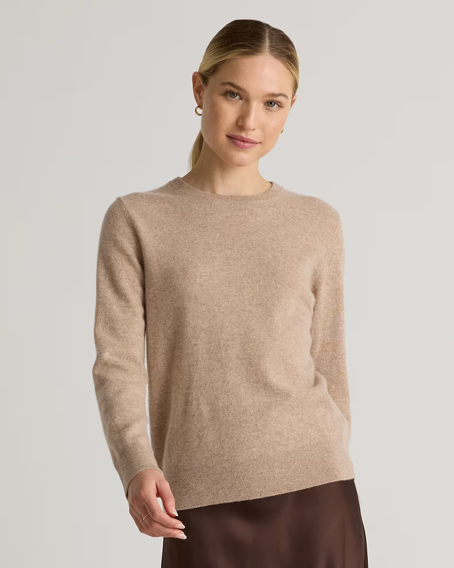 Mongolian Cashmere Crewneck Sweater in Oatmeal | Quince
