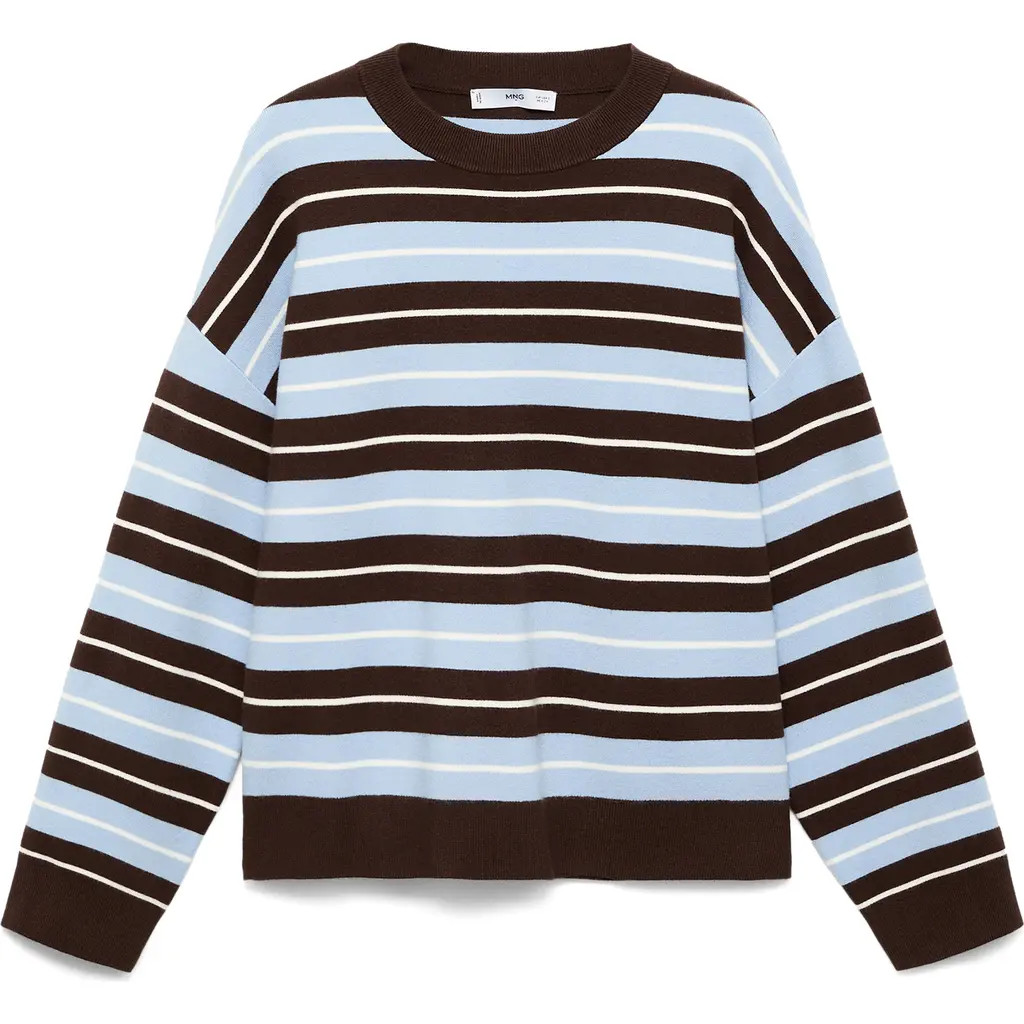 MANGO Lotuina Stripe Sweater in Chocolate at Nordstrom, Size X-Large | Nordstrom