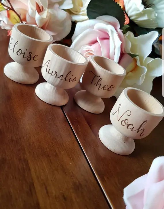 Personalised egg cups, wooden egg cup, personalised Easter gift, Easter egg holder, dippy egg cup... | Etsy (CAD)