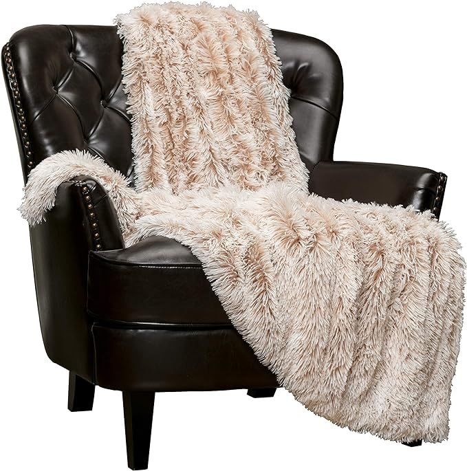 Chanasya Super Soft Fuzzy Shaggy Faux Fur Throw Blanket - Chic Design Snuggly Plush Lightweight w... | Amazon (US)