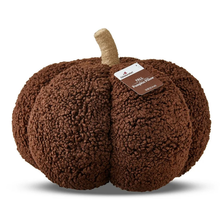 Boucle Pumpkin Pillow, Brown, 10", Halloween by Way To Celebrate | Walmart (US)