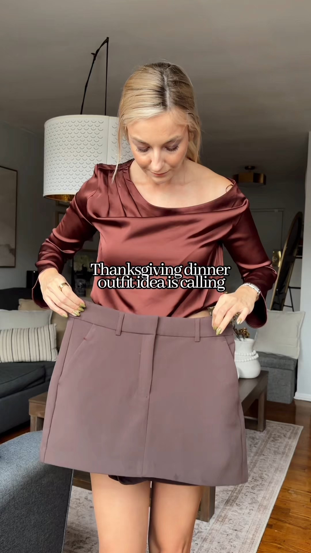 Thanksgiving outfit idea - brown skort, satin blouse, grey sweater, burgundy coat. Best fall colors in one look!

Wearing size small in everything ! 

Fall outfit, fall fashion, autumn outfit, autumn fashion, fall look, mini skirt outfit, Thanksgiving outfit inspo  

#LTKSeasonal #LTKHoliday #LTKStyleTip