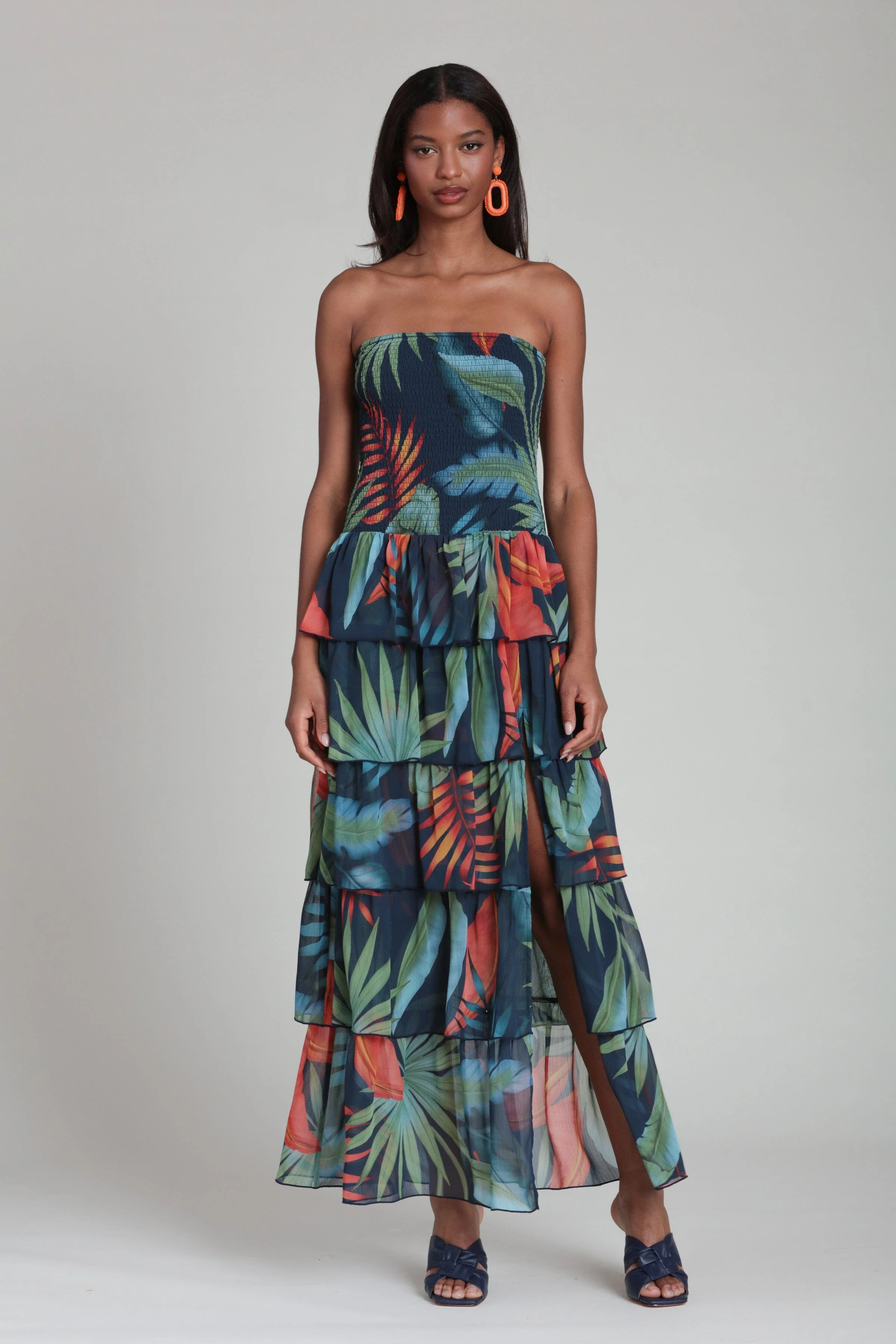Tropical Tiered Strapless Maxi Dress | Avec Les Filles