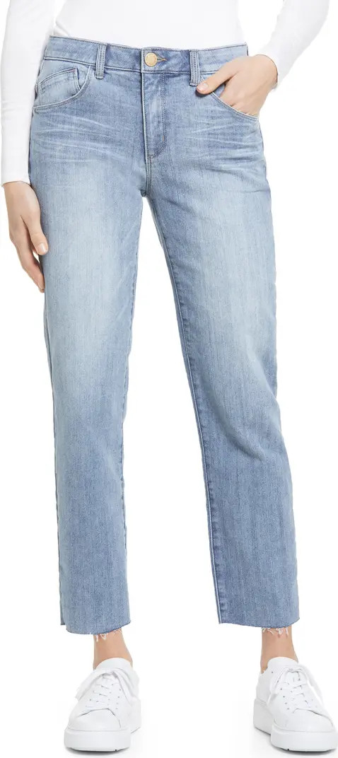 Wit & Wisdom 'Ab'Solution High Waist Raw Hem Crop Slim Straight Leg Jeans | Nordstrom | Nordstrom Canada