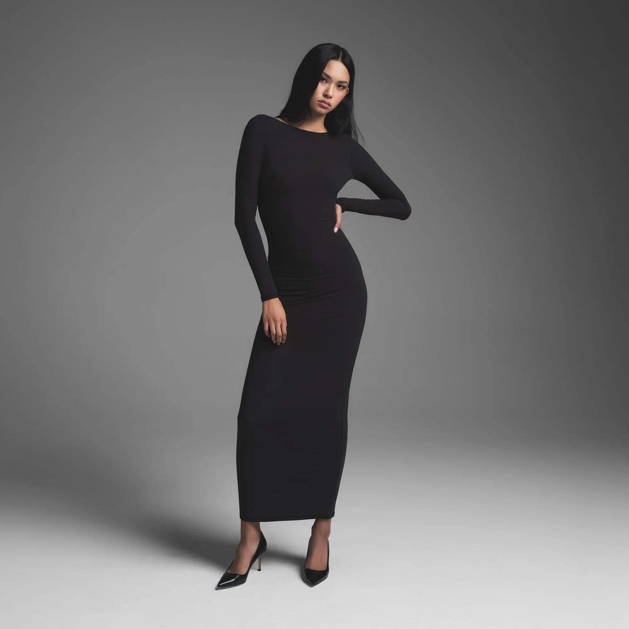 SKIMS Low Back Long Dress | Black | Large | Fits Everybody | SKIMS (US)