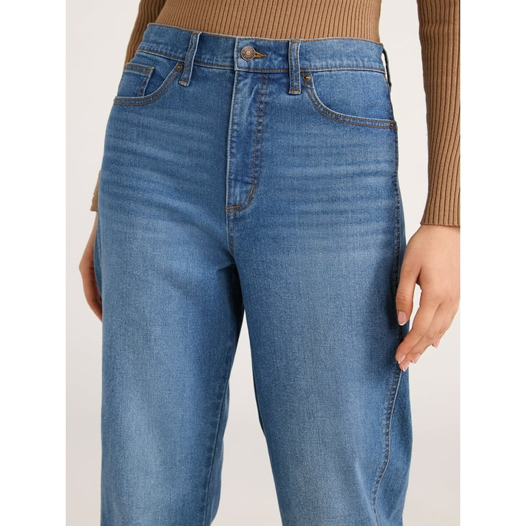 Scoop Women's Mid Rise Barrel Leg Jeans, Sizes 0-20 - Walmart.com | Walmart (US)