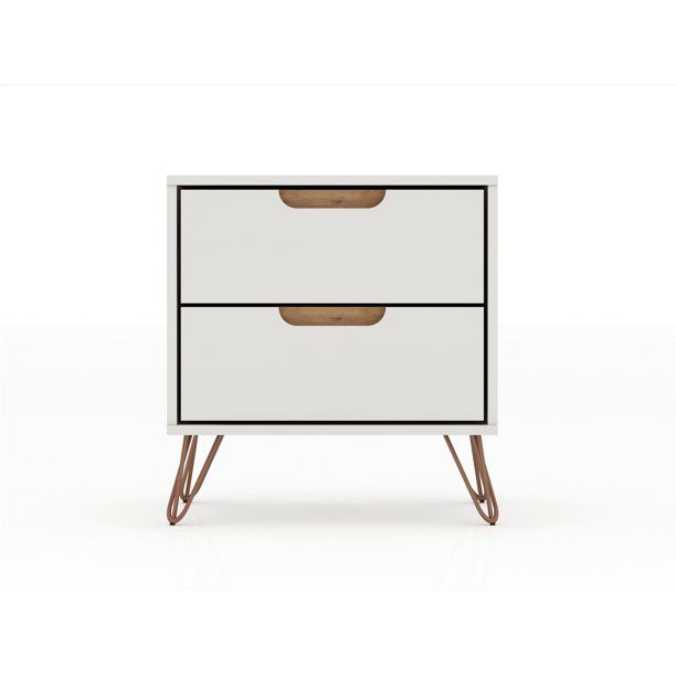 Manhattan Comfort Rockefeller 2.0 Nightstand-Color:Off White and Nature | Walmart (US)