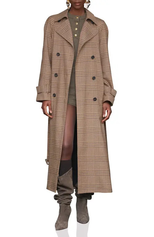 Avec Les Filles Oversized Plaid Maxi Trench Coat in Brown Plaid at Nordstrom, Size X-Small | Nordstrom