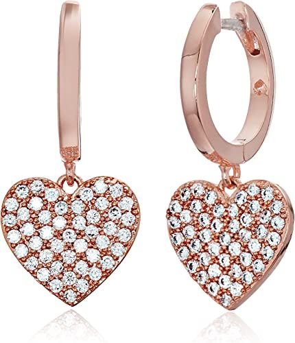 Kate Spade New York Yours Truly Pave Heart Drop Earrings | Amazon (US)