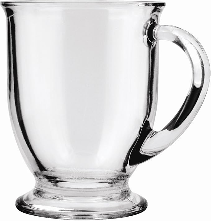 Anchor Hocking 16-oz Café Glass Coffee Mugs, Clear, Set of 6 | Amazon (US)