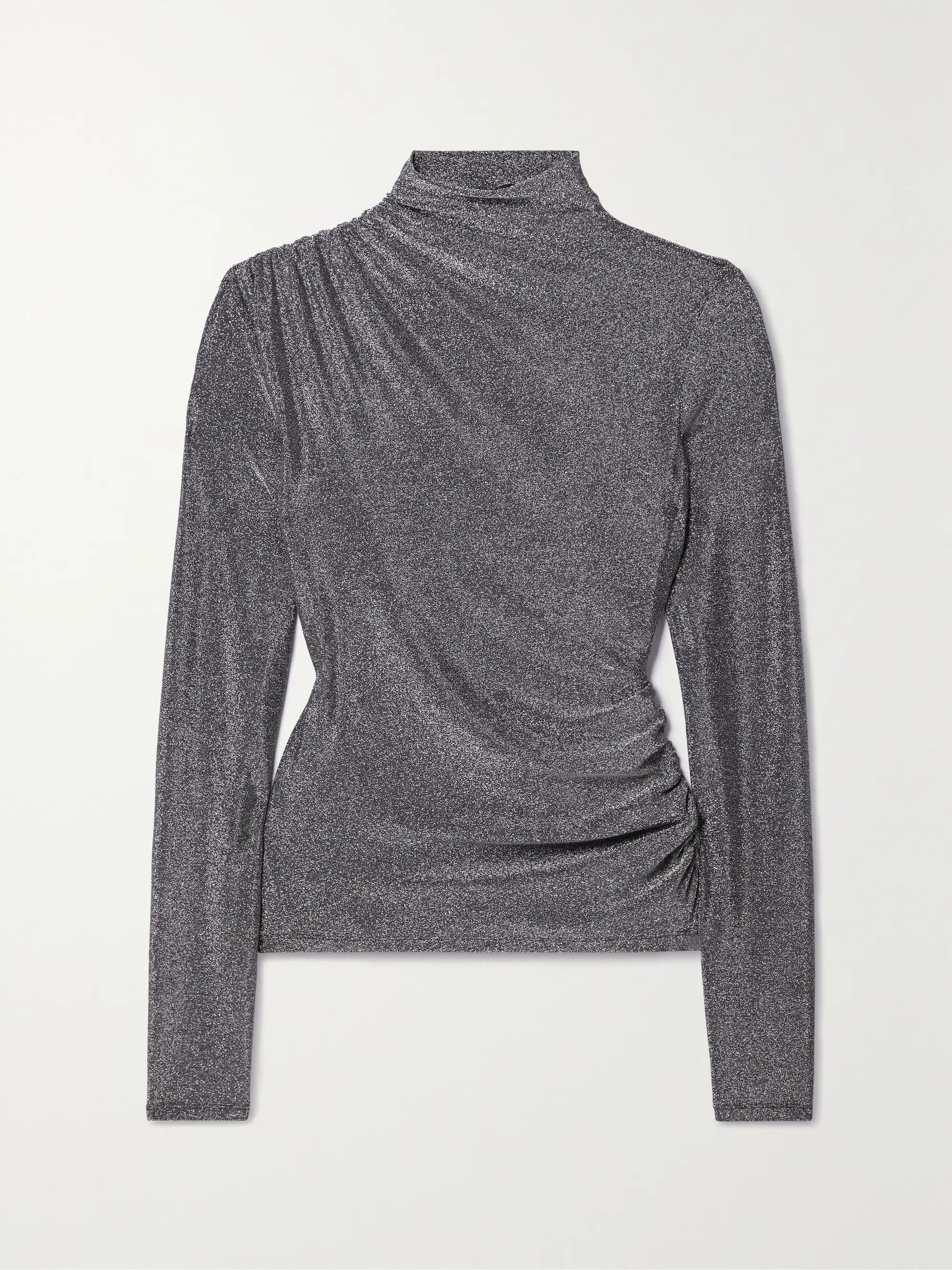 Mylie gathered glittered stretch-jersey top | NET-A-PORTER (UK & EU)