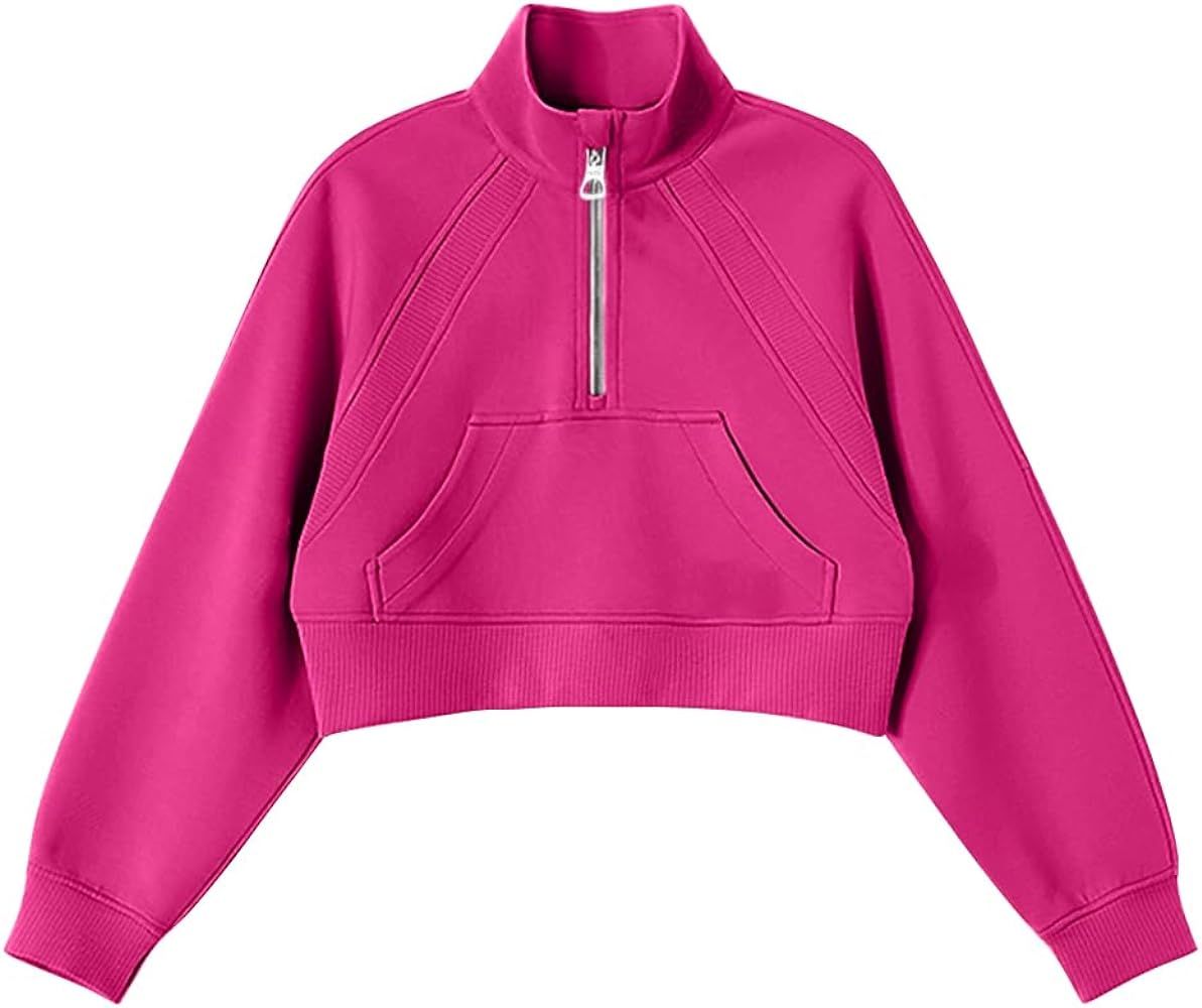 FAIABLE Girls Sweatshirt Half Zipper Cropped Zip Up Hoodies for Teen Girls Pullover Fleece Tops C... | Amazon (US)