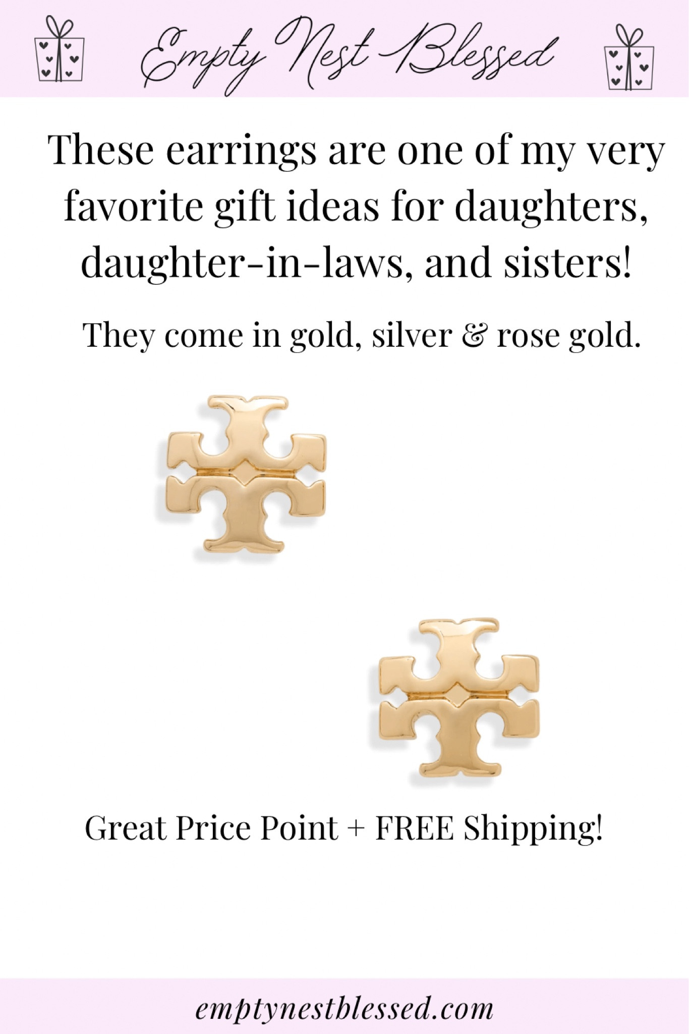 Gifts for her, gift for sister, gift for daughter, gift for daughter in law, gift for mom, gifts for friends, designer earrings, stud earrings, jewelry gift, gold earrings, silver earrings, rose gold earrings 

These Tory Burch stud earrings are one of my favorite gift ideas for the women in your life! Dress them up or down. Everyone loves a designer gift and these come with free shipping & returns, plus free Tory Burch signature gift wrapping! 

#LTKunder100 #LTKHoliday #LTKSeasonal