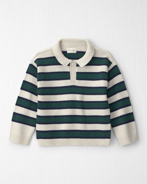 Toddler Boy Organic Cotton Sweater Knit Polo in Stripes - Little Planet | Carter's | Carter's Inc