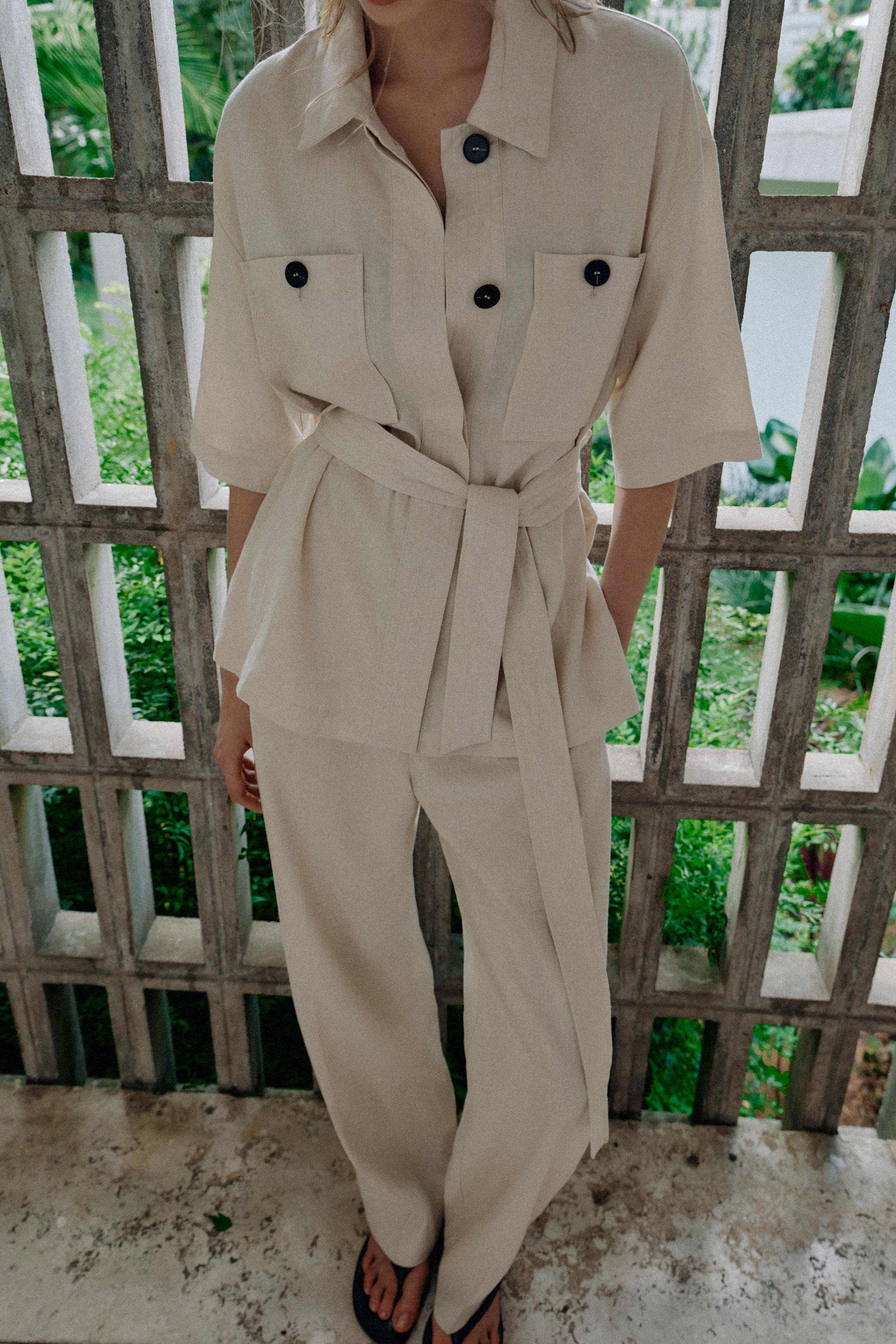 BELTED LINEN SAFARI JACKET | Zara US