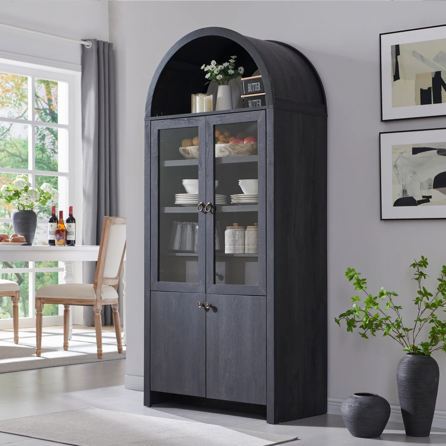 SinCiDo Arched Kitchen Pantry Storage Cabinet, 71" Tall Wood Storage Cabinet with 4 Doors and 6 S... | Walmart (US)