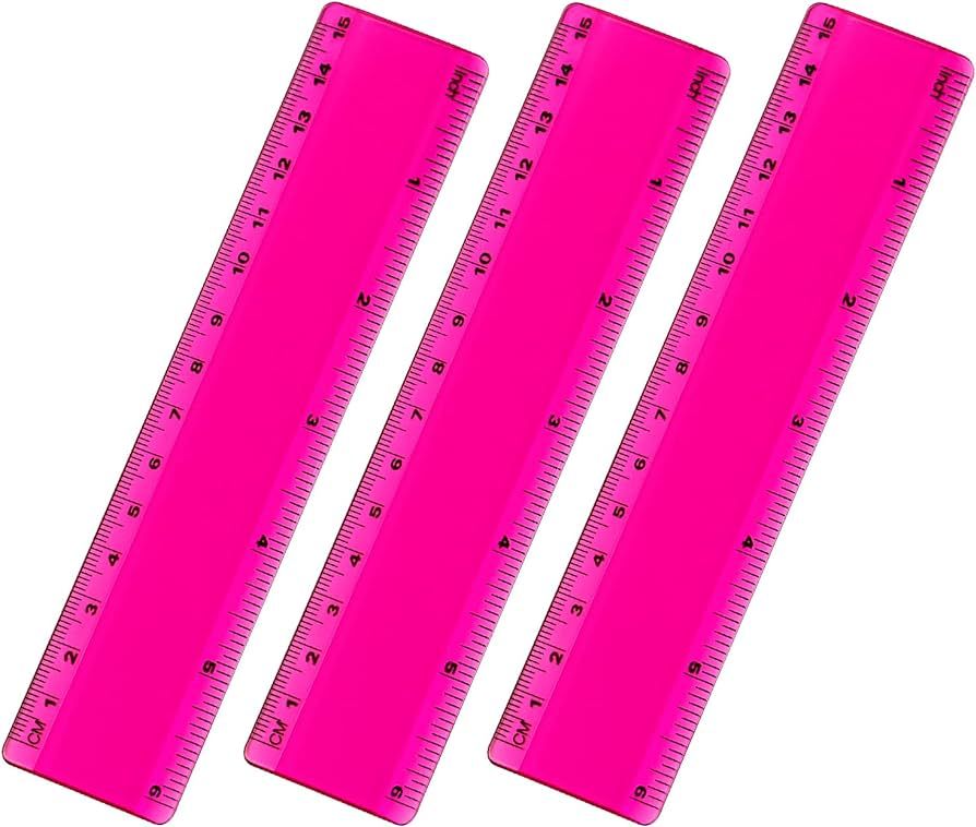 Color Plastic Ruler Straight Ruler Measuring Tool 6 Inch Ruler Set Rulers Bulk 3 Pack | Amazon (US)