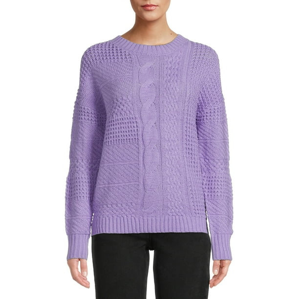 Time and Tru Women's Mixed Stitch Sweater | Walmart (US)