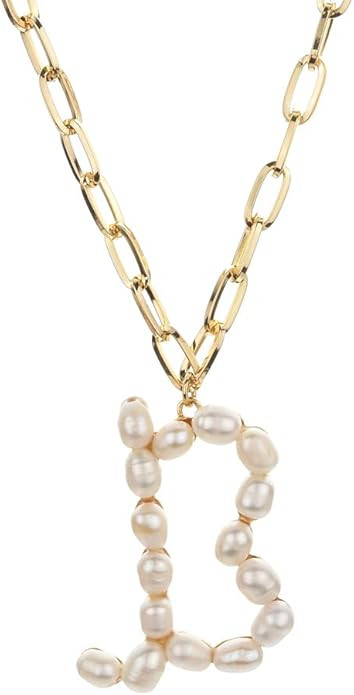 Initial Necklace for Women Girls Large Big Letter Necklace - Paperclip Chain Alphabet Pendant Nec... | Amazon (US)