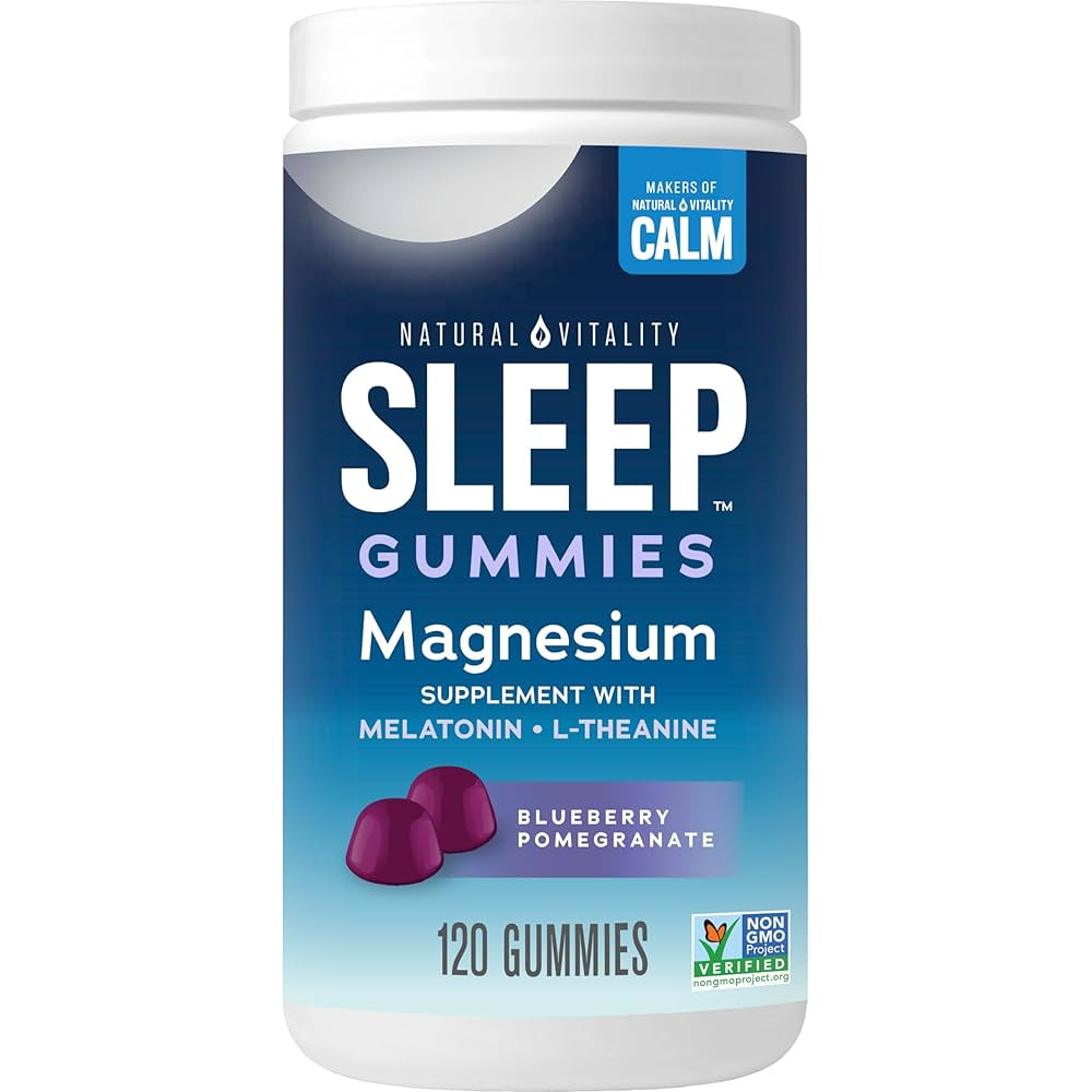 Natural Vitality SLEEP Gummies, Magnesium Supplement With Melatonin and L-Theanine, Vegan, Gluten... | Amazon (US)