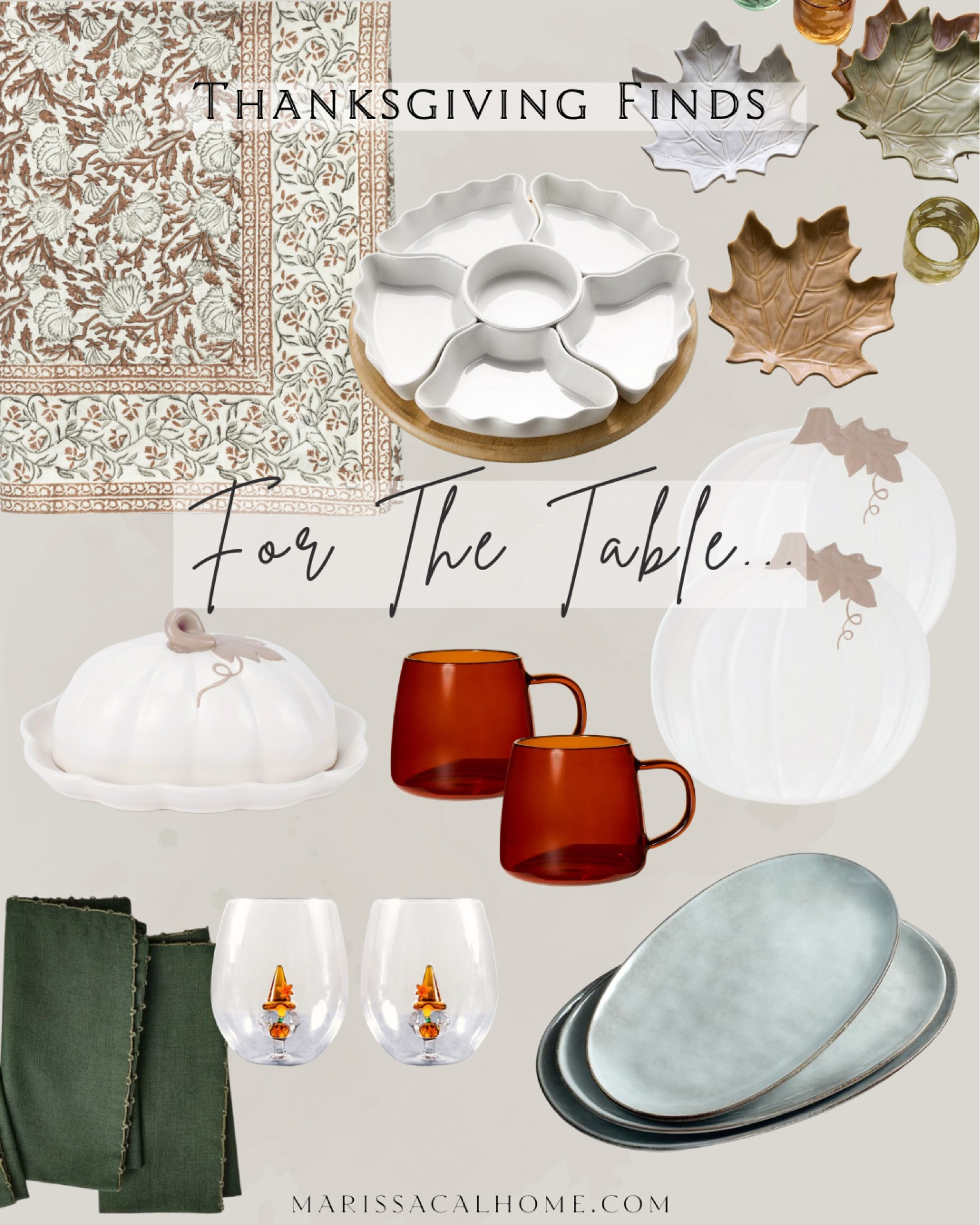 Thanksgiving entertaining // platters // vintage holiday tablecloth // stoneware // Fall mugs // unique wine glasses // linens // leaf plates // Target // Amazon // Studio McGee

#LTKHome #LTKSeasonal #LTKHoliday