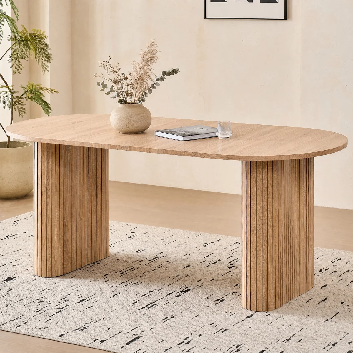 70.8" Oval Dining Table for 4, Modern Farmhouse Wood Kitchen Table for 6, Rustic Large Dinner Tab... | Wayfair North America