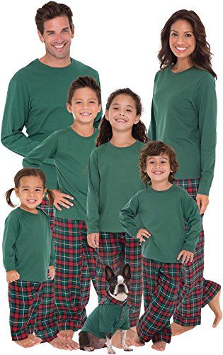 PajamaGram Plaid Flannel Christmas Matching Family Pajamas, Red/Green | Amazon (US)
