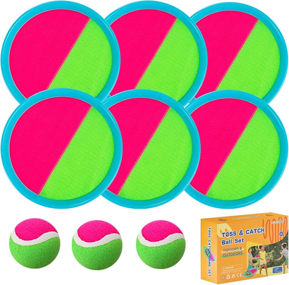 Aunnitery Kids Toys - Outdoor Games, Beach Toys, Toss and Ball Set with 6 Paddles and 3 Balls, Pe... | Amazon (US)