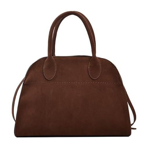 Manutox Suede Tote Bag - Brown, Top Handle, Shoulder Bag for Women, Large Capacity | Amazon (US)