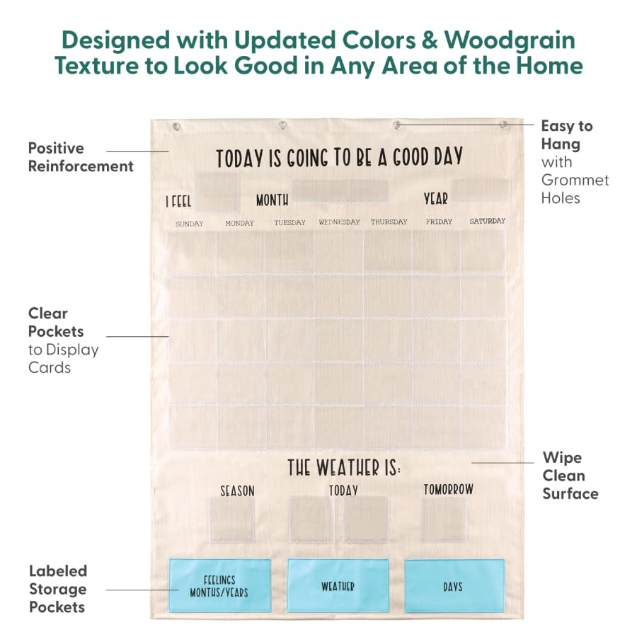 The Peanutshell Learning Calendar Wall Chart - Homeschool Supplies, Interactive Pocket Chart for ... | Amazon (US)