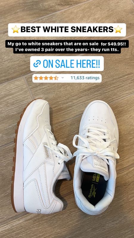 These are the absolute best white sneakers!!! They’re on sale under $50 and are the perfect everyday shoe. Runs tts 

Reebok white sneakers
Amazon fashion 
White sneaks 

#LTKstyletip #LTKfit #LTKunder100