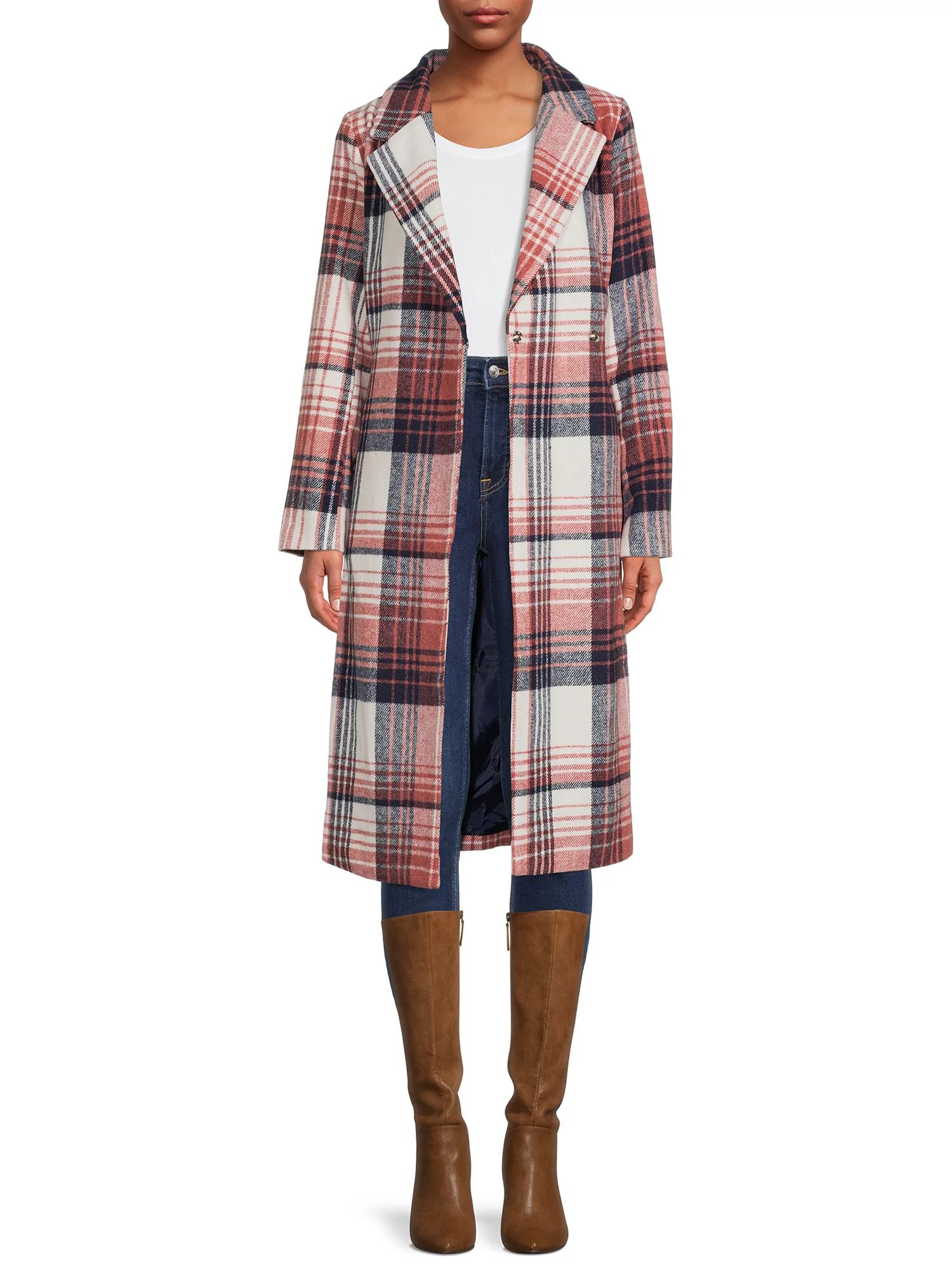 Jason Maxwell Women's Wool Plaid Belted Maxi Coat | Walmart (US)