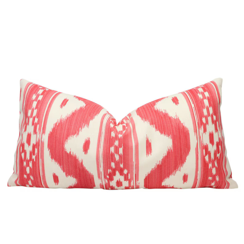 Quadrille Bali Hai pillow cover in Reds on Tint 2020-06 with knife edge // Designer pillow // Hig... | Etsy (US)