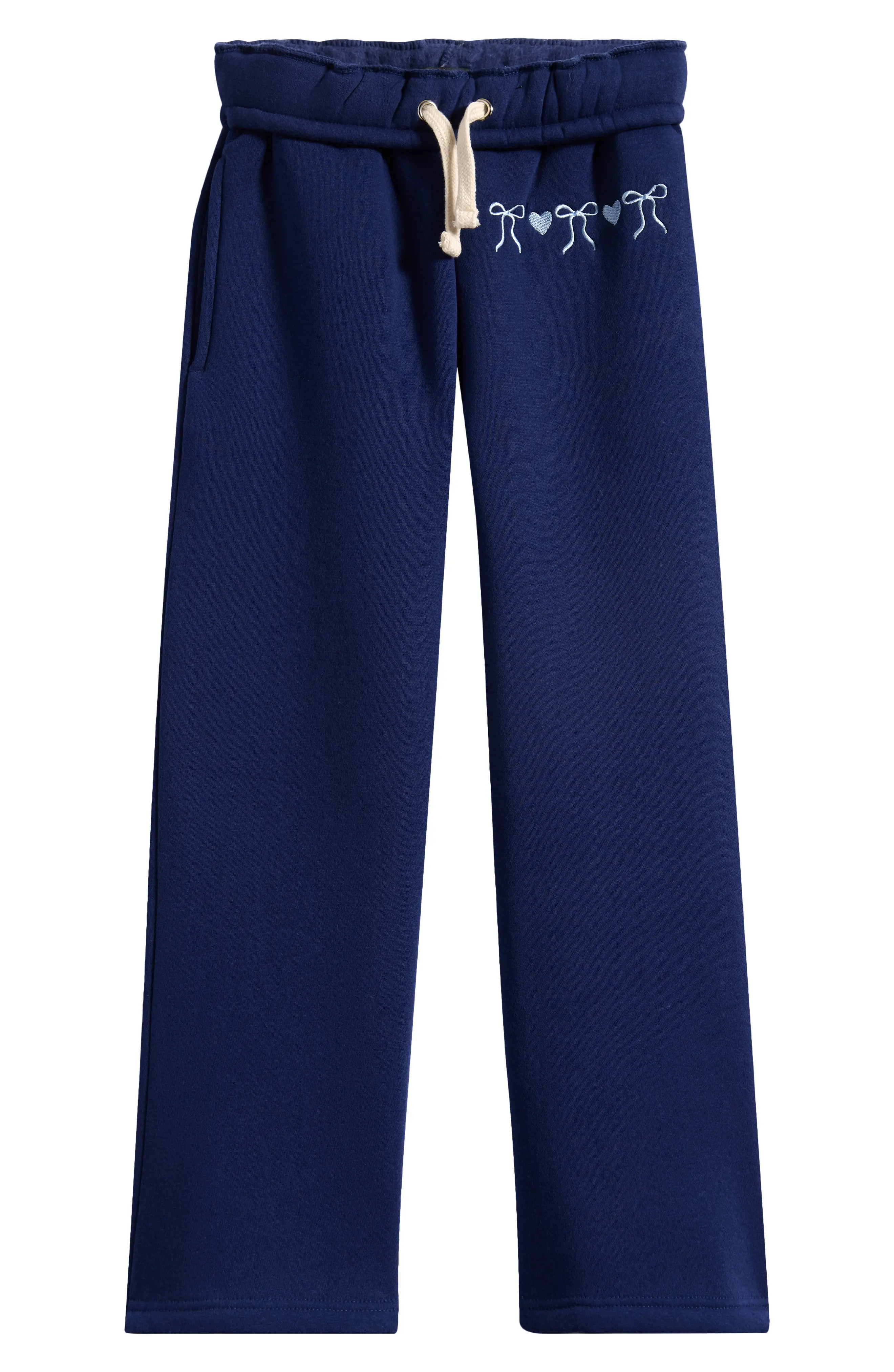 Vintage Havana Kids' Puff Print Bow Wide Leg Pants in Navy at Nordstrom Rack, Size X-Large | Nordstrom Rack
