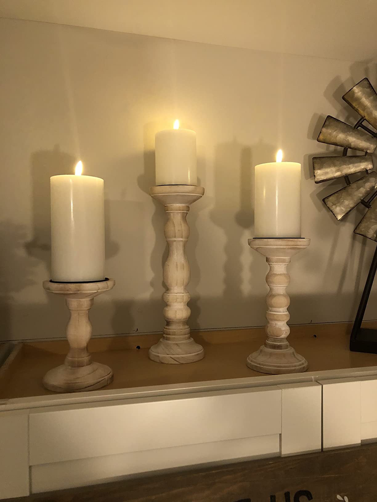 Eywamage White Flameless Pillar Candles with Remote, Flickering Realistic LED Wax Candles Battery... | Amazon (US)