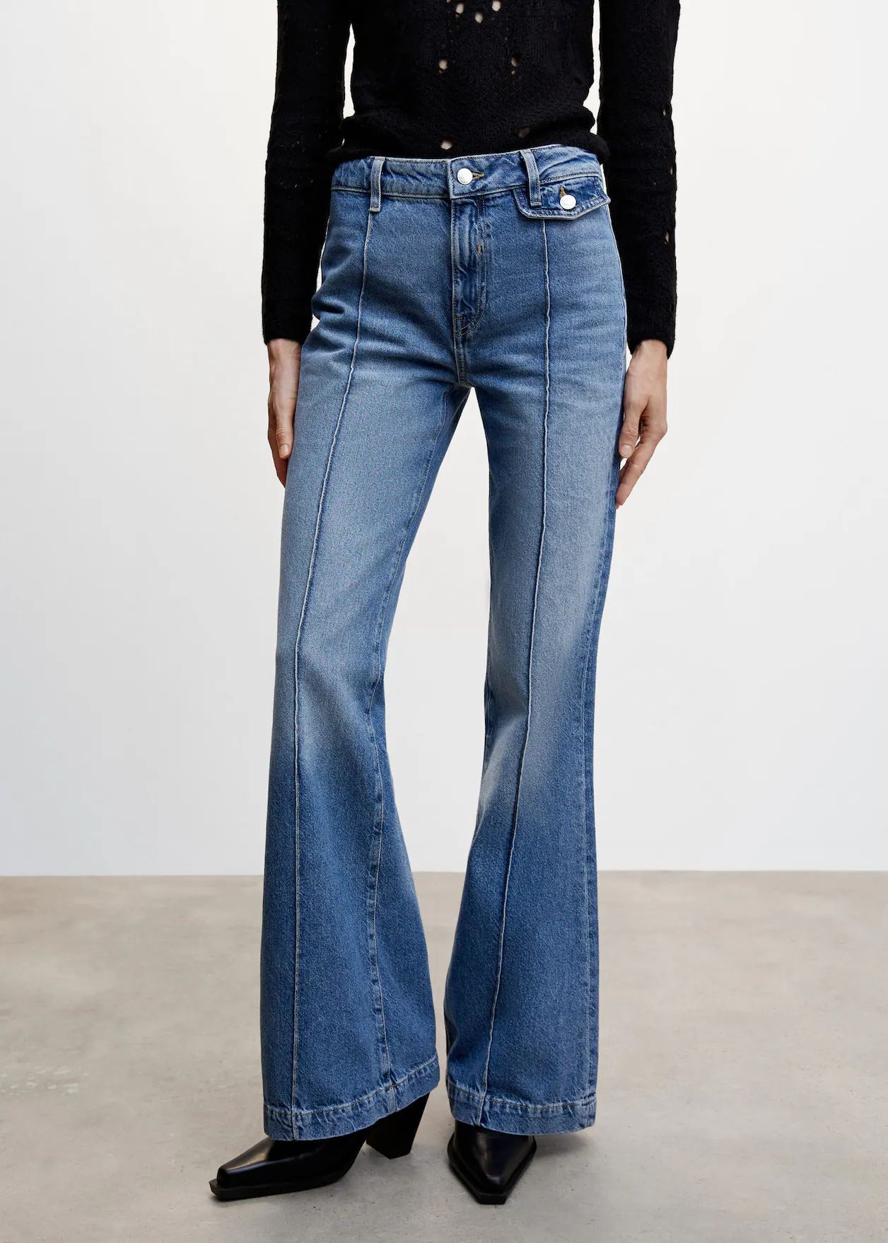 High-rise skinny jeans with seams | MANGO (US)