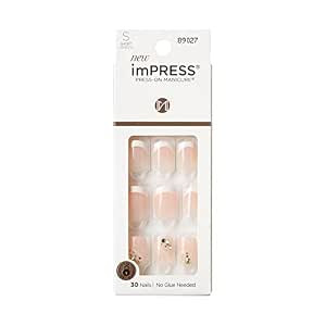 KISS imPRESS Press-On Manicure Fake Nails – My Worth, Short, Square, French, Easy Press On, Chi... | Amazon (US)