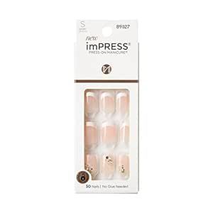 KISS imPRESS Press-On Manicure Fake Nails – My Worth, Short, Square, French, Easy Press On, Chi... | Amazon (US)