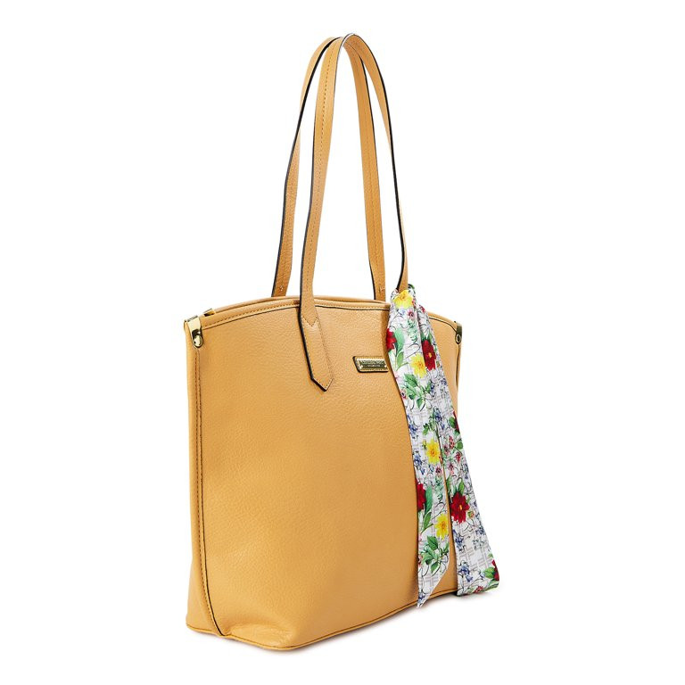 London Fog Women's Adult Kinsley Tote Bag with Scarf Maize - Walmart.com | Walmart (US)
