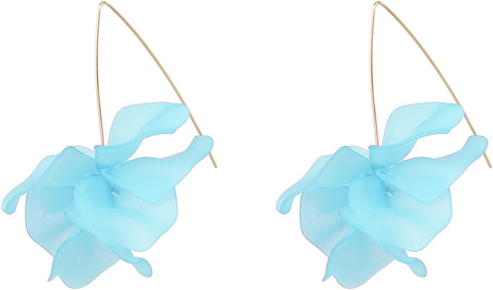 Boho Long Rose Petal Acrylic Dangle Drop Earrings for Women Girls Bohemian Statement Layered Tier... | Amazon (US)